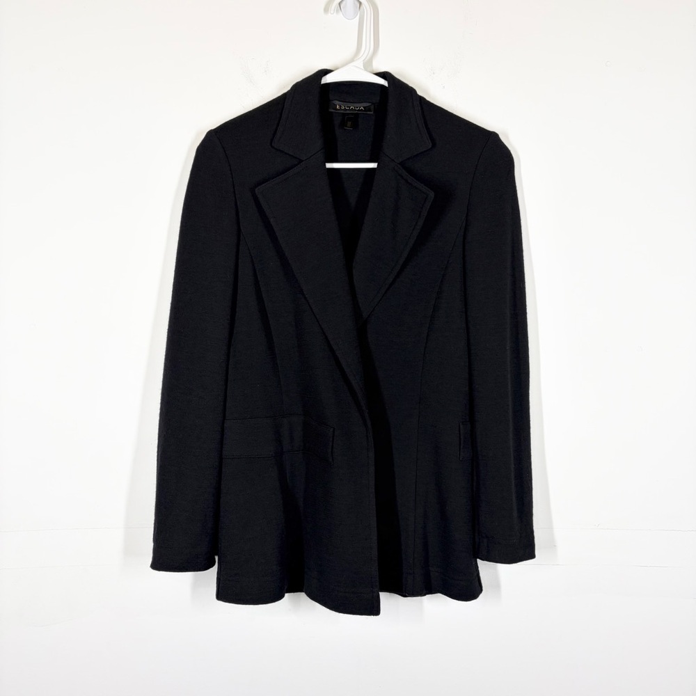 Escada 100% Wool Black Knit Sweater Blazer Size 34 or US 4